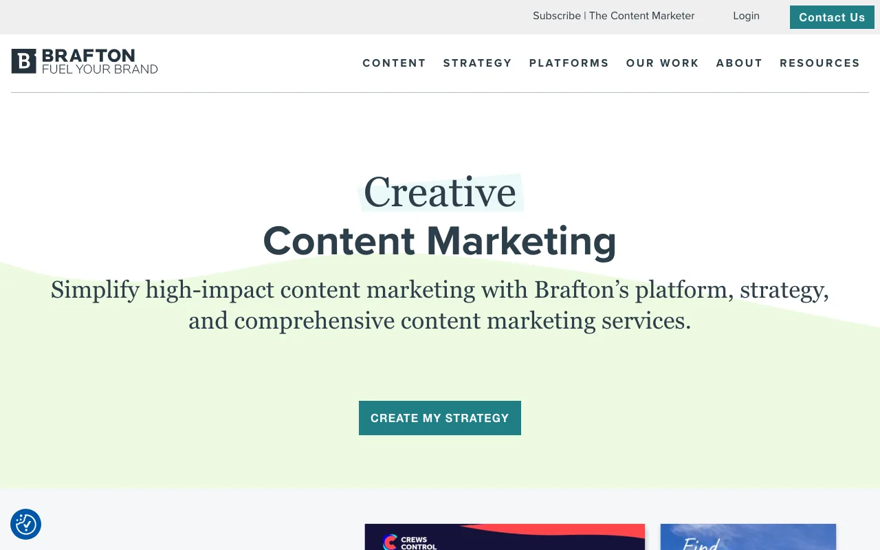 Brafton homepage screenshot — B2B marketing agency