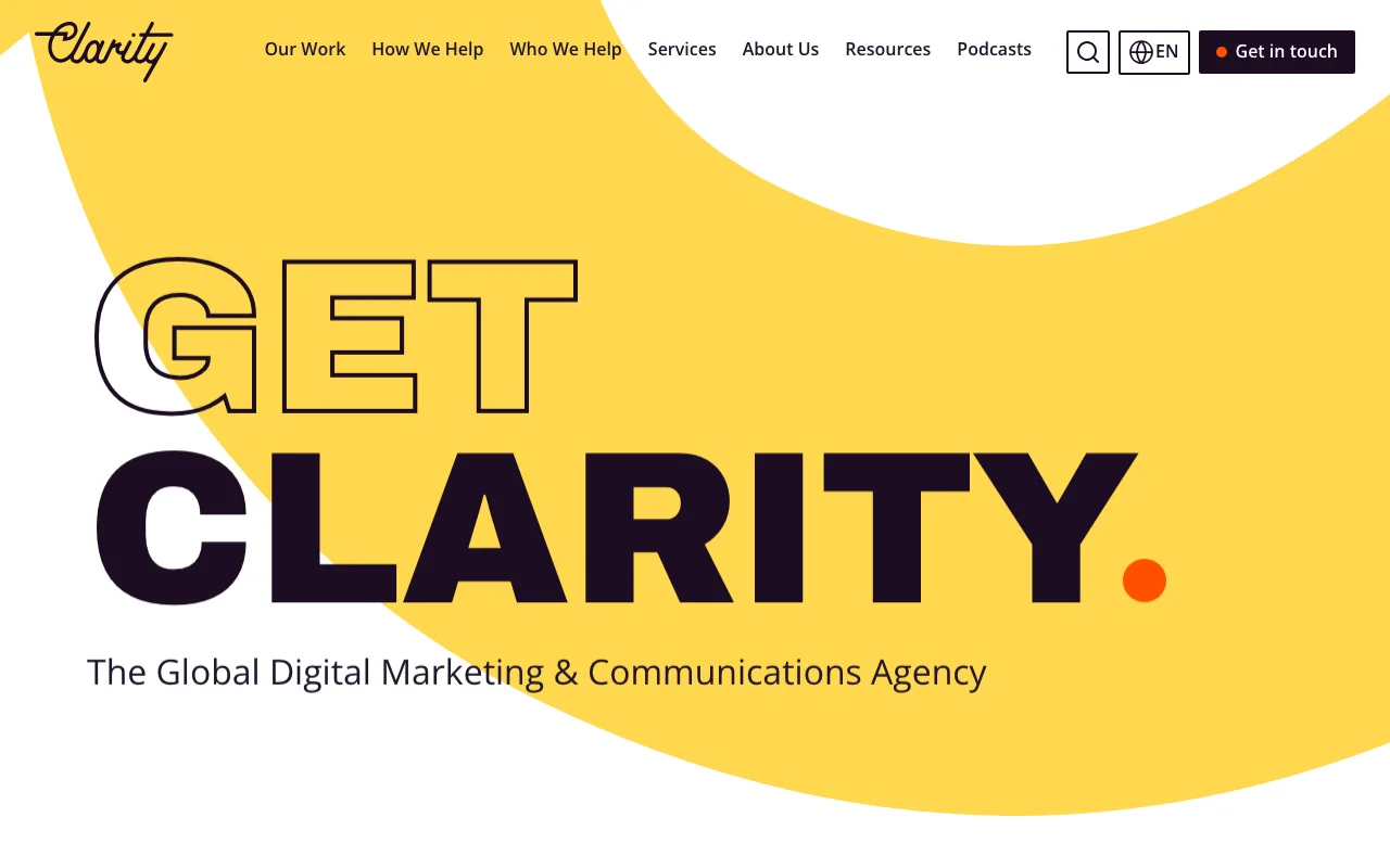 Clarity Global homepage screenshot — B2B marketing agency