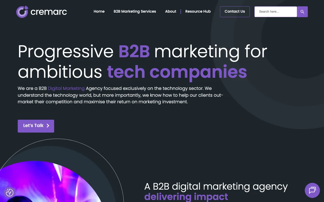 Cremarc homepage screenshot — B2B marketing agency