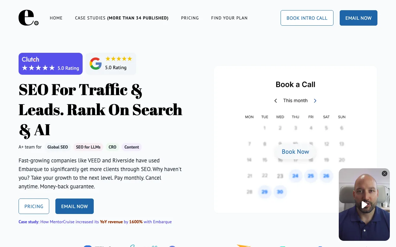 Embarque homepage screenshot — B2B marketing agency