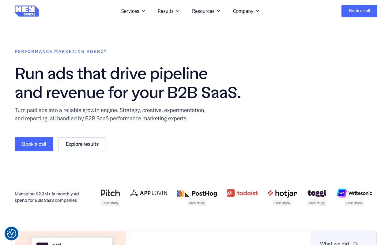 Hey Digital homepage screenshot — main site landing page captured May 2026