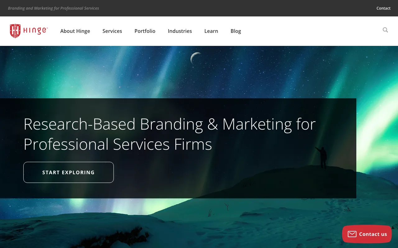 Hinge Marketing homepage screenshot — B2B marketing agency