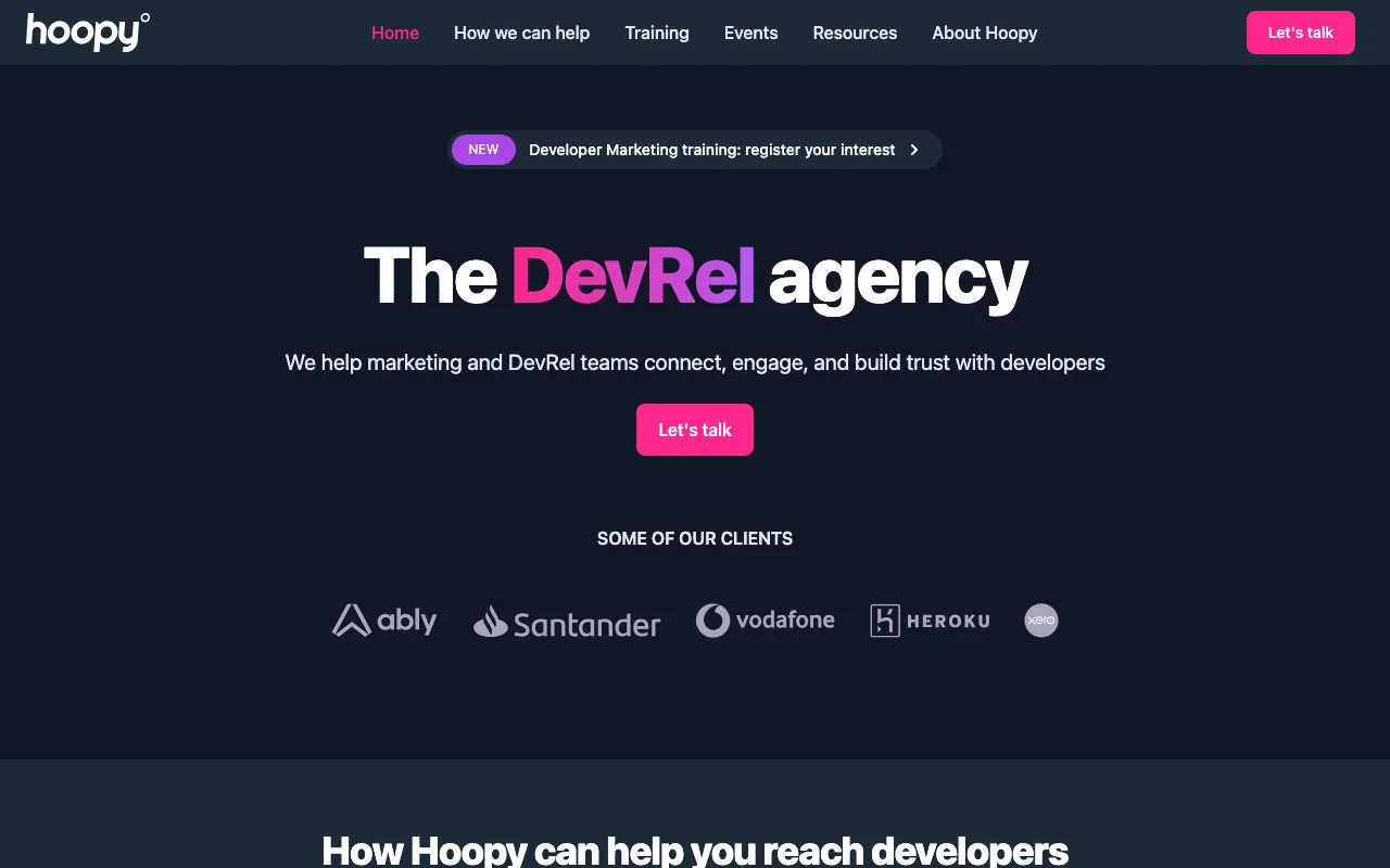Hoopy homepage screenshot — B2B marketing agency