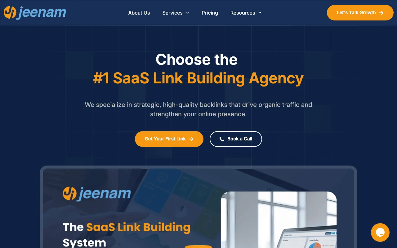 Jeenam homepage screenshot — B2B marketing agency