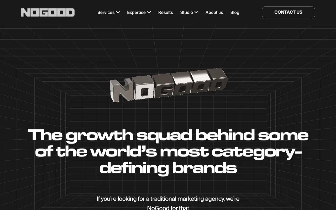 NoGood homepage screenshot — B2B marketing agency