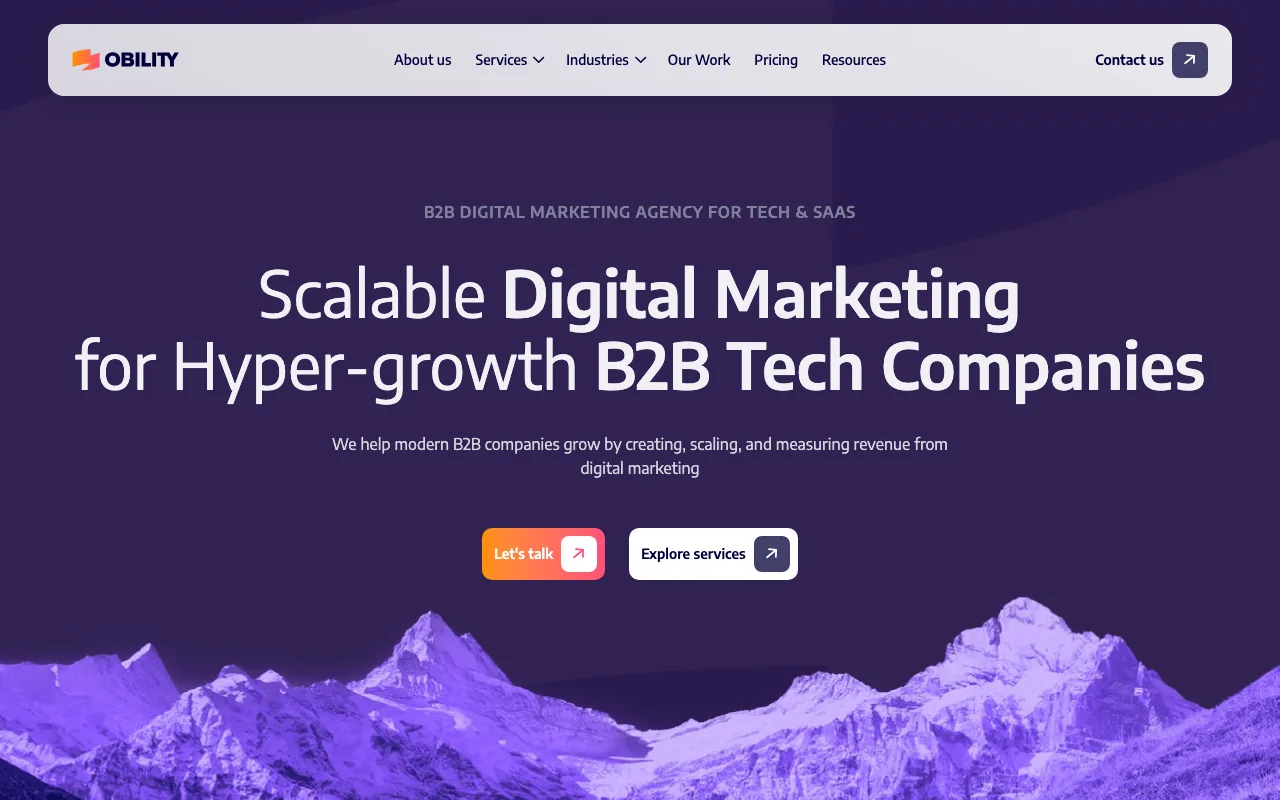 Obility homepage screenshot — main site landing page captured May 2026