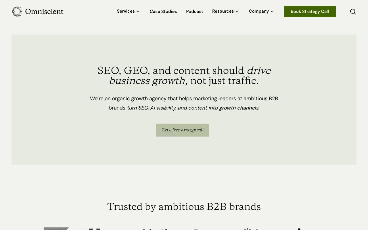 Omniscient Digital homepage screenshot — main site landing page captured May 2026