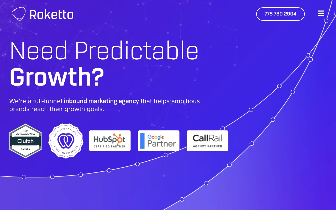 Roketto homepage screenshot — B2B marketing agency