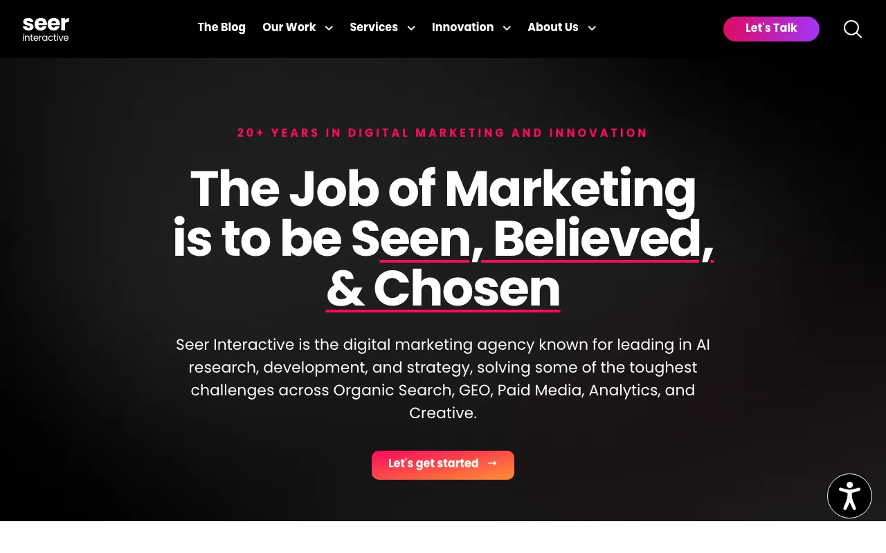 Seer Interactive homepage screenshot — B2B marketing agency