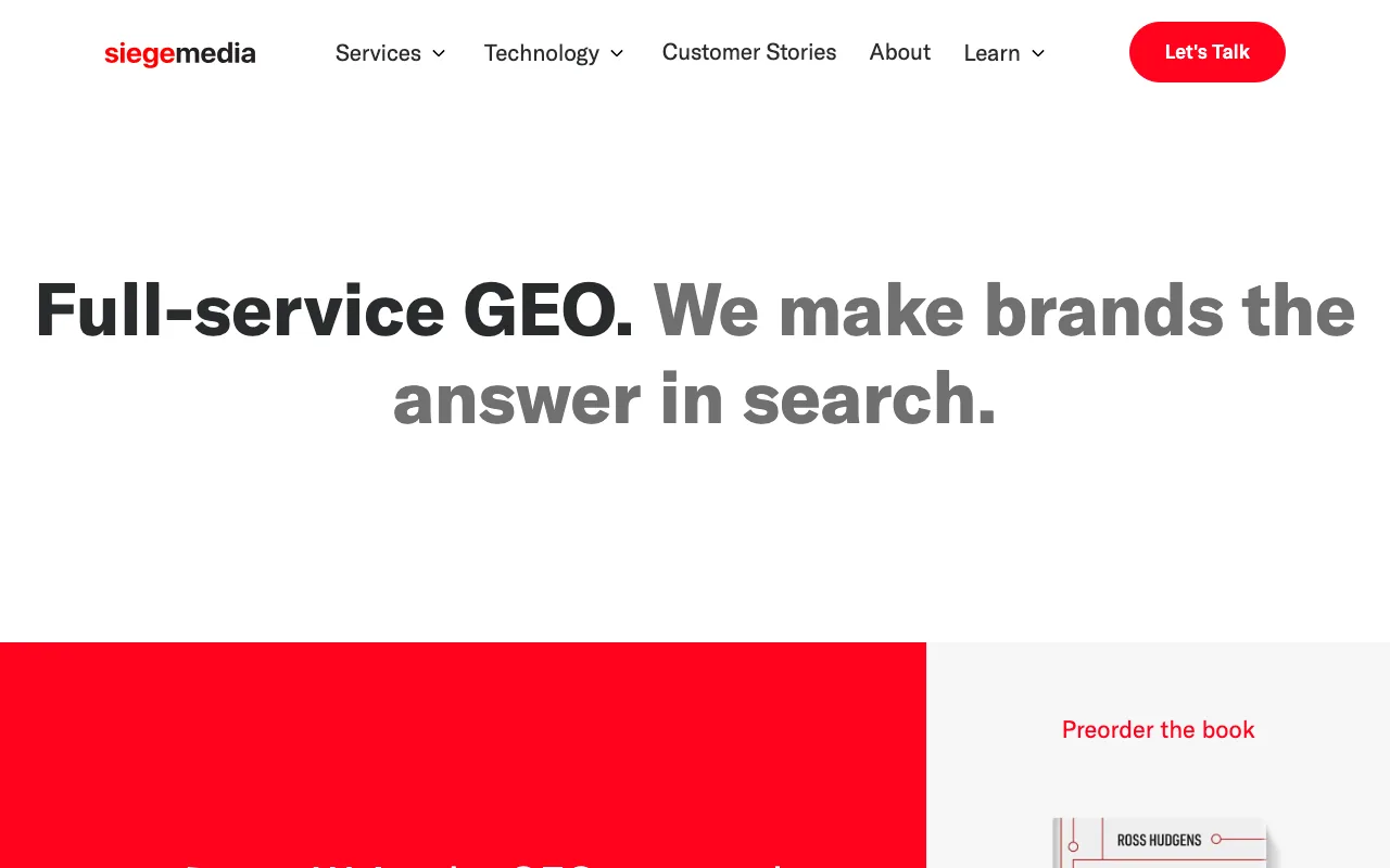 Siege Media homepage screenshot — main site landing page captured May 2026