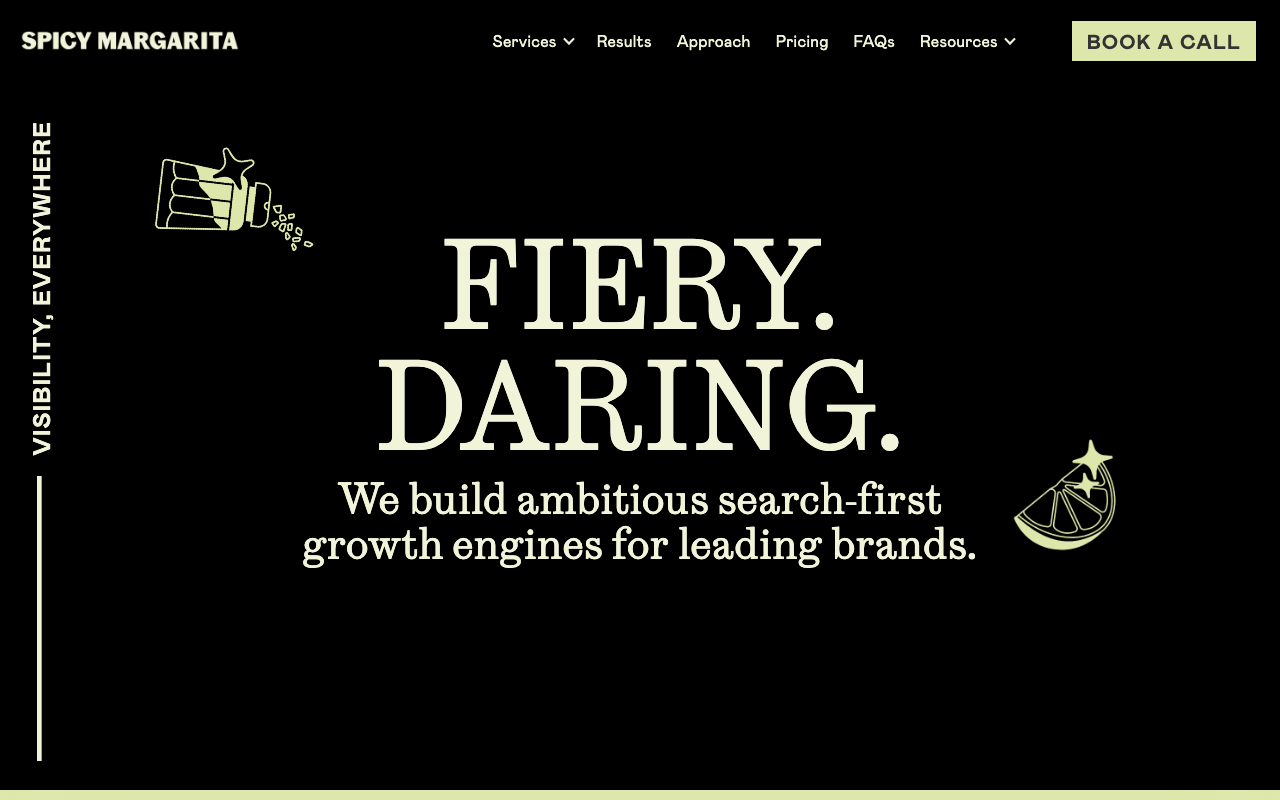 Spicy Margarita homepage screenshot — B2B marketing agency