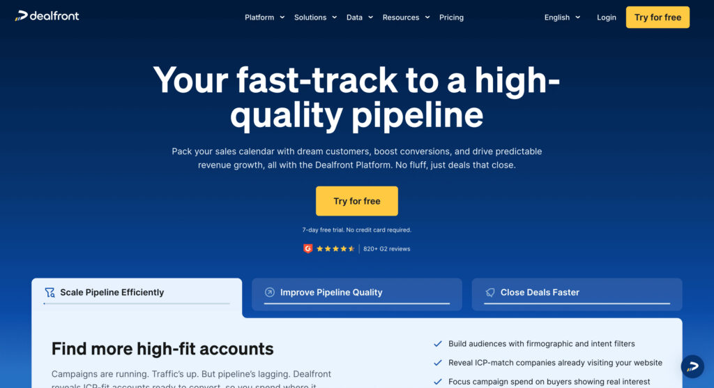 Dealfront Homepage